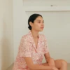 Eberjey Gisele Printed TENCEL™ Modal Relaxed Short PJ Set - Fiore Rose Cloud/Ivory -Fashion - Pajamas Eberjey Spring23 176 Edit2