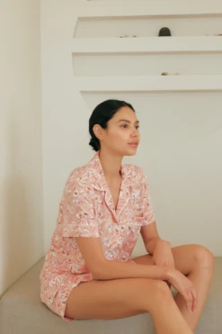Eberjey Gisele Printed TENCEL⢠Modal Relaxed Short PJ Set - Fiore Rose Cloud/Ivory