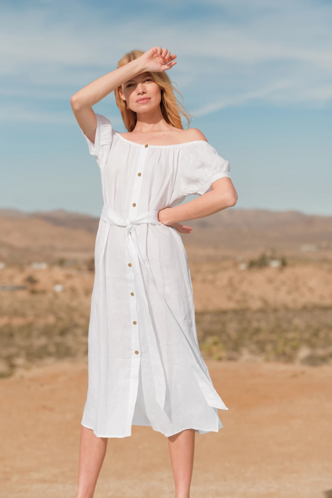 Eberjey Harper Linen Dress - White 4 Eberjey Harper Linen Dress - White - Image 2