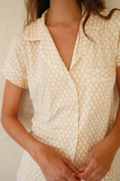 Eberjey Gisele Printed TENCEL™ Modal Shortie Short PJ Set - Retro Geo Oat/Ivory