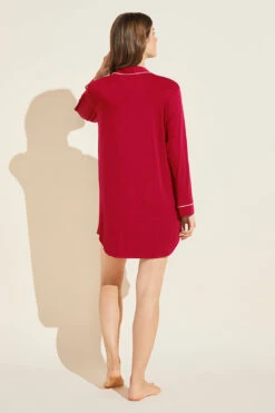 Eberjey Gisele TENCEL™ Modal Sleepshirt - Haute Red/Ivory 11 Eberjey Gisele TENCEL™ Modal Sleepshirt - Haute Red/Ivory -Fashion - Pajamas H1018 HRIV B