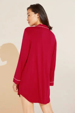 Eberjey Gisele TENCEL™ Modal Sleepshirt - Haute Red/Ivory 10 Eberjey Gisele TENCEL™ Modal Sleepshirt - Haute Red/Ivory -Fashion - Pajamas H1018 HRIV B 1