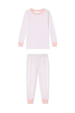 Lake Kids Long-Long Set In English Rose Blockprint