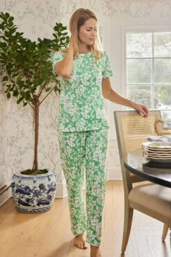 Lake Pima Weekend Bundle In Grass Floral -Fashion - Pajamas LAKE Spring2023 CHS WeekendShortLongSet GrassFloral Final 2001