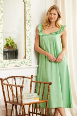 Fashion - Pajamas -Fashion - Pajamas LAKE Spring23 Studio RuffleStrapNightgown Grass 0616