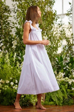 Lake Amelia Nightgown In White -Fashion - Pajamas LAKE Spring23 Studio RuffleStrapNightgown White 0296