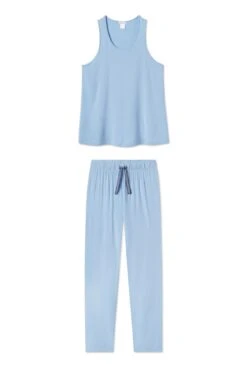 Lake DreamKnit Ribbon Tank-Long Set In Chambray Blue