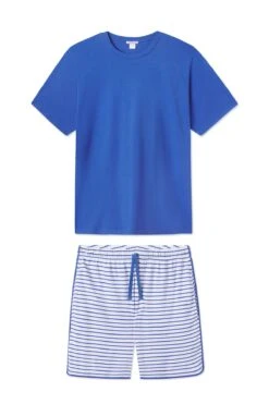 Fashion - Pajamas 33 Lake Men's Pima Pajama Shorts Set In Cobalt