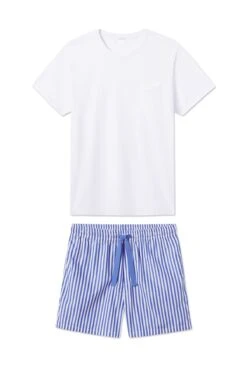 Fashion - Pajamas 19 Lake Men's Boxer Shorts Set In Cobalt Stripe