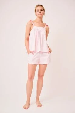 Lake Day Shorts Set In English Rose Blockprint -Fashion - Pajamas LAKE Webcrop Fall23 Studio DayShortsSet EnglishRoseBlockprint 0001