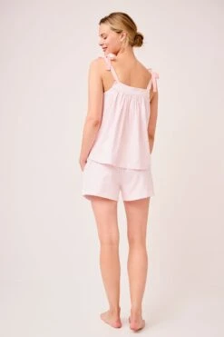 Lake Day Shorts Set In English Rose Blockprint -Fashion - Pajamas LAKE Webcrop Fall23 Studio DayShortsSet EnglishRoseBlockprint 0147