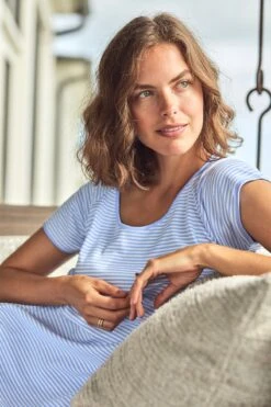 Lake Pima Nightgown In Hydrangea -Fashion - Pajamas LAKE Webcrop Summer23 Nightgown Hydrangea 13639