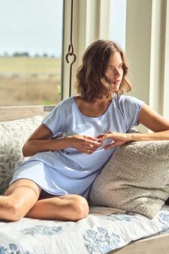 Lake Pima Nightgown In Hydrangea -Fashion - Pajamas LAKE Webcrop Summer23 Nightgown Hydrangea 13665