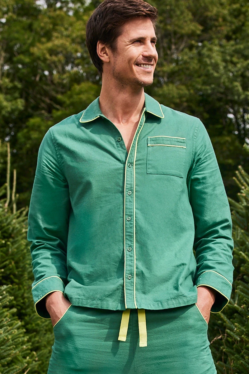 Lake Men's Flannel Piped Pants Set In Grove 6 Lake Men's Flannel Piped Pants Set In Grove - Image 4