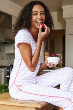 Lake Pima Short-Long Set In Rose -Fashion - Pajamas LAKE Website WebCrop Holiday22 10780