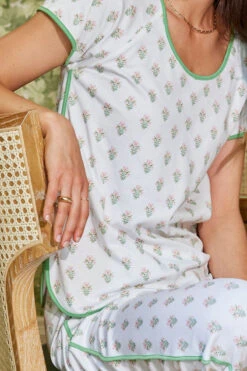 Lake Pima Short-Long Set In Pink Flora -Fashion - Pajamas LAKE Website WebCrop Naturalist 1061