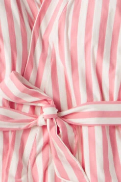 Lake DreamKnit Kimono Pajama Set In Coral Stripe -Fashion - Pajamas LAKE Website WebCrop Spring2023 Fabrics Dreamknit CoralStripe