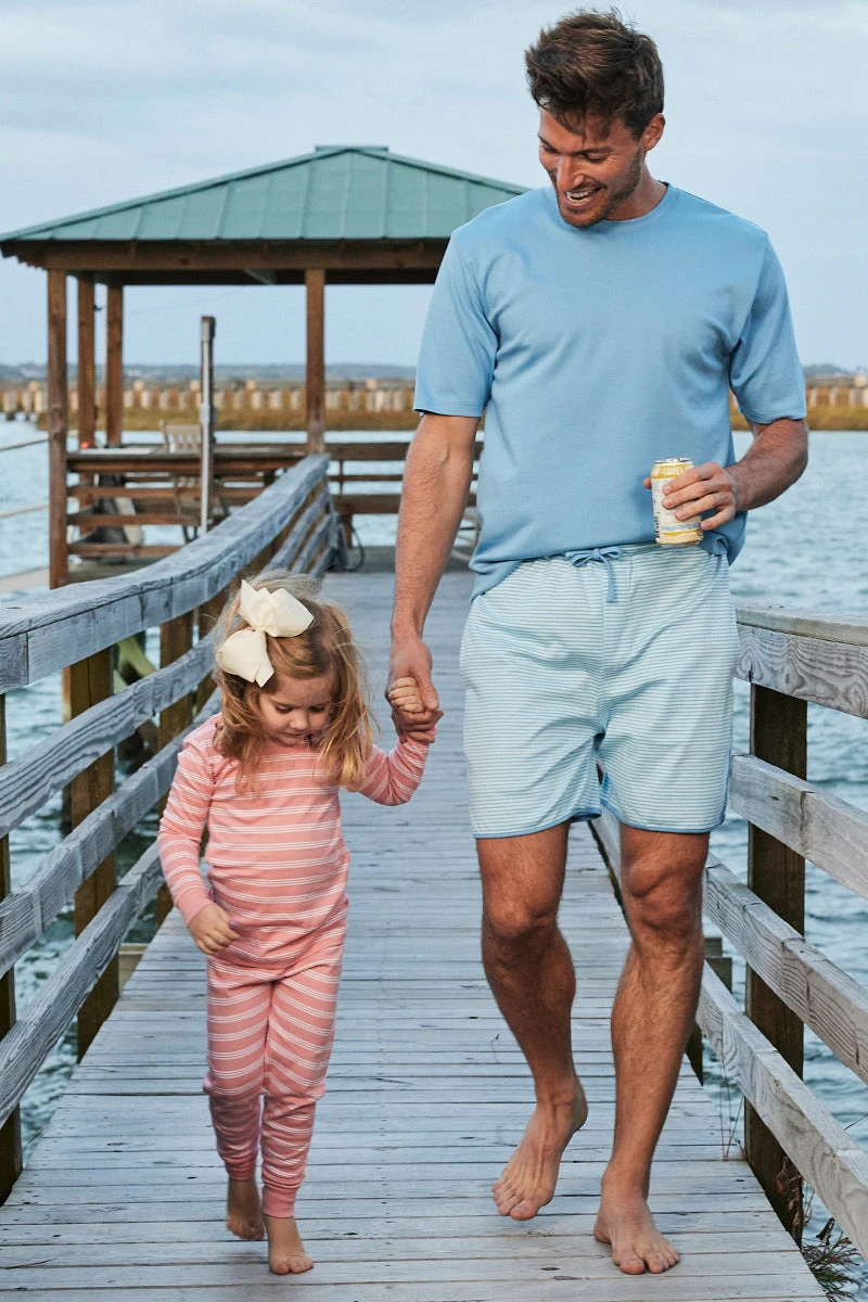 Lake Men's Pima Pajama Shorts Set In Pacific - Image 2