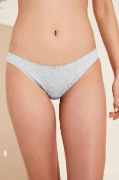 Eberjey Pima Stretch Cotton Thong - Heather Grey