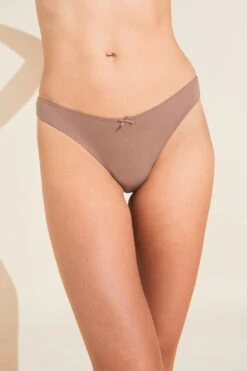 Eberjey Pima Stretch Cotton Thong - Mocha