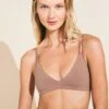 Eberjey Pima Stretch Cotton Bralette - Mocha 2 Eberjey Pima Stretch Cotton Bralette - Mocha -Fashion - Pajamas Low Res B2025 MOCHA F