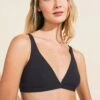 Eberjey Pima Stretch Cotton V Bralette - Black -Fashion - Pajamas Low Res B2025V BLACK F