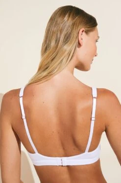 Eberjey Pima Stretch Cotton V Bralette - White -Fashion - Pajamas Low Res B2025V WHITE B