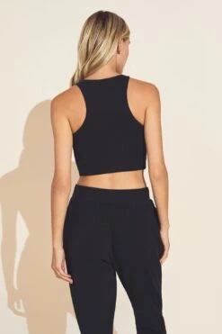 Eberjey Luxe Sweats Cropped Tank - Black -Fashion - Pajamas Low Res C2036H BLACK B