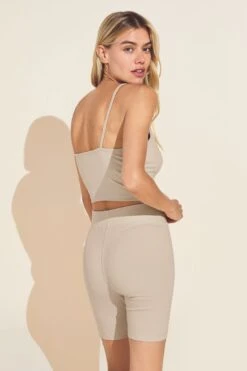 Eberjey Pima Rib Cropped Cami - Oat -Fashion - Pajamas Low Res C2037 OAT B