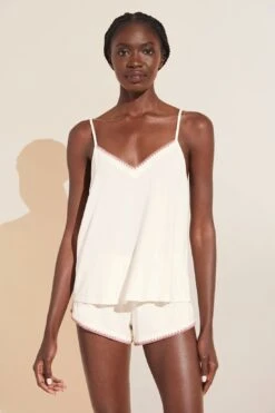 Eberjey Frida TENCEL™ Modal Cami & Short PJ Set - Ivory/Foxglove