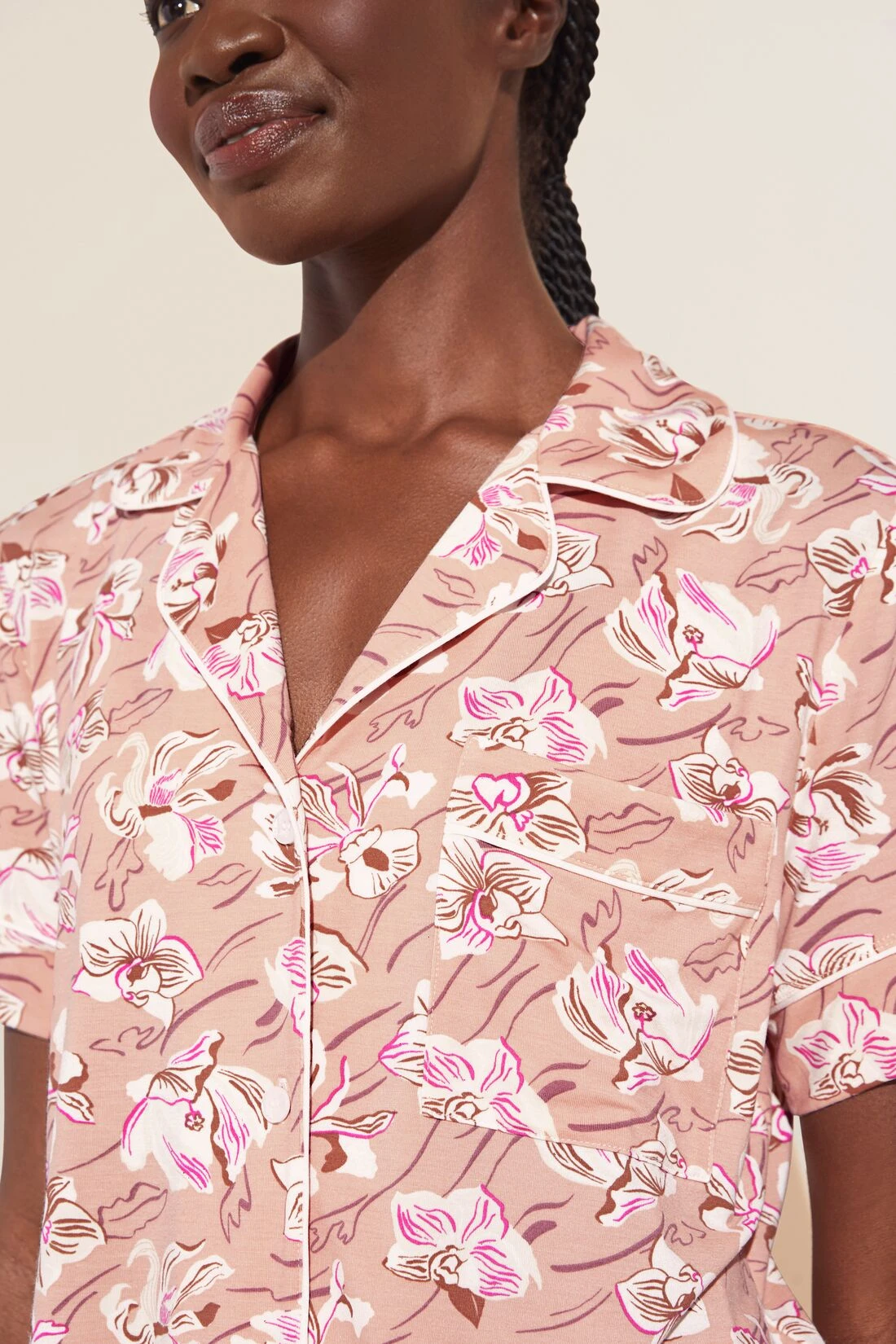 Eberjey Gisele Printed TENCEL™ Modal Relaxed Short PJ Set - Fiore Rose Cloud/Ivory 4 Eberjey Gisele Printed TENCEL™ Modal Relaxed Short PJ Set - Fiore Rose Cloud/Ivory - Image 2