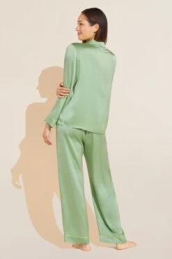 Eberjey Inez Washable Silk Long PJ Set - Pistachio/Lime 7 Eberjey Inez Washable Silk Long PJ Set - Pistachio/Lime -Fashion - Pajamas Low Res EBJ1871 INEZWASHABLESILK B