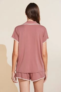 Eberjey Frida TENCEL™ Modal Shortie Short PJ Set - Old Rose/Ivory -Fashion - Pajamas Low Res EBJ1974 PJ2018S ORIV B