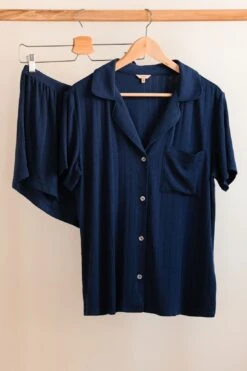 Eberjey Gisele TENCEL™ Modal Rib Relaxed Short PJ Set - Navy