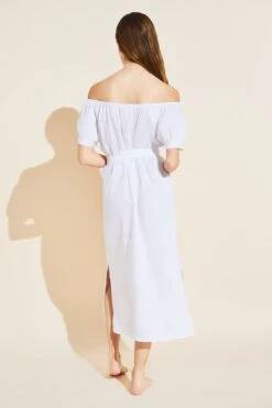 Eberjey Harper Linen Dress - White 11 Eberjey Harper Linen Dress - White -Fashion - Pajamas Low Res G2017 WHITE B