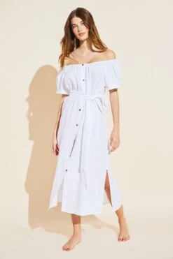 Eberjey Harper Linen Dress - White