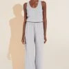 Eberjey Aloe Infused Cotton Wide Leg Jumpsuit - Heather Grey -Fashion - Pajamas Low Res JS2035 HGREY F