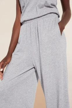 Eberjey Aloe Infused Cotton Wide Leg Jumpsuit - Heather Grey -Fashion - Pajamas Low Res JS2035 HGREY S