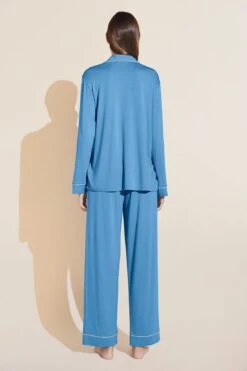 Eberjey Gisele TENCEL™ Modal Long PJ Set - Azure/Ivory -Fashion - Pajamas Low Res PJ1018 AZIV B