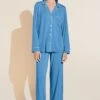 Eberjey Gisele TENCEL™ Modal Long PJ Set - Azure/Ivory 1 Eberjey Gisele TENCEL™ Modal Long PJ Set - Azure/Ivory -Fashion - Pajamas Low Res PJ1018 AZIV F