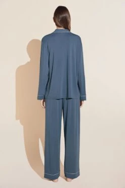 Eberjey Gisele TENCEL™ Modal Long PJ Set - Coastal Blue/Ice Blue -Fashion - Pajamas Low Res PJ1018 CBIB B