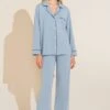 Eberjey Gisele TENCEL™ Modal Long PJ Set - Ciel/Navy -Fashion - Pajamas Low Res PJ1018 CINA F