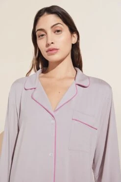 Eberjey Gisele TENCEL™ Modal Long PJ Set - Purple Dust/Italian Rose -Fashion - Pajamas Low Res PJ1018 PDIR S