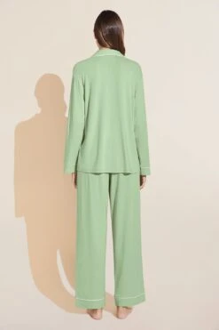 Eberjey Gisele TENCEL™ Modal Long PJ Set - Pistachio/Ivory 7 Eberjey Gisele TENCEL™ Modal Long PJ Set - Pistachio/Ivory -Fashion - Pajamas Low Res PJ1018 PSIV B