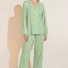 Eberjey Gisele TENCEL™ Modal Long PJ Set - Pistachio/Ivory -Fashion - Pajamas Low Res PJ1018 PSIV F