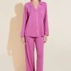 Eberjey Gisele TENCEL™ Modal Long PJ Set - Italian Rose/Ivory -Fashion - Pajamas Low Res PJ1018 TRIV F