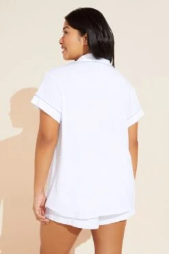Eberjey Gisele TENCEL™ Modal Shortie Short PJ Set - White/Water Blue -Fashion - Pajamas Low Res PJ1018S WHWB B