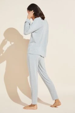 Eberjey Gisele TENCEL™ Modal Tuxedo Slim PJ Set - Heather Grey/Sorbet Pink -Fashion - Pajamas Low Res PJ1018SLX HGSP B