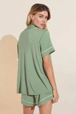Eberjey Gisele TENCEL™ Modal Relaxed Short PJ Set - Mineral Green/Ivory -Fashion - Pajamas Low Res PJ1018SN MGIV B