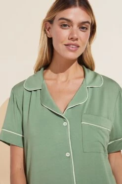 Eberjey Gisele TENCEL™ Modal Relaxed Short PJ Set - Mineral Green/Ivory -Fashion - Pajamas Low Res PJ1018SN MGIV S
